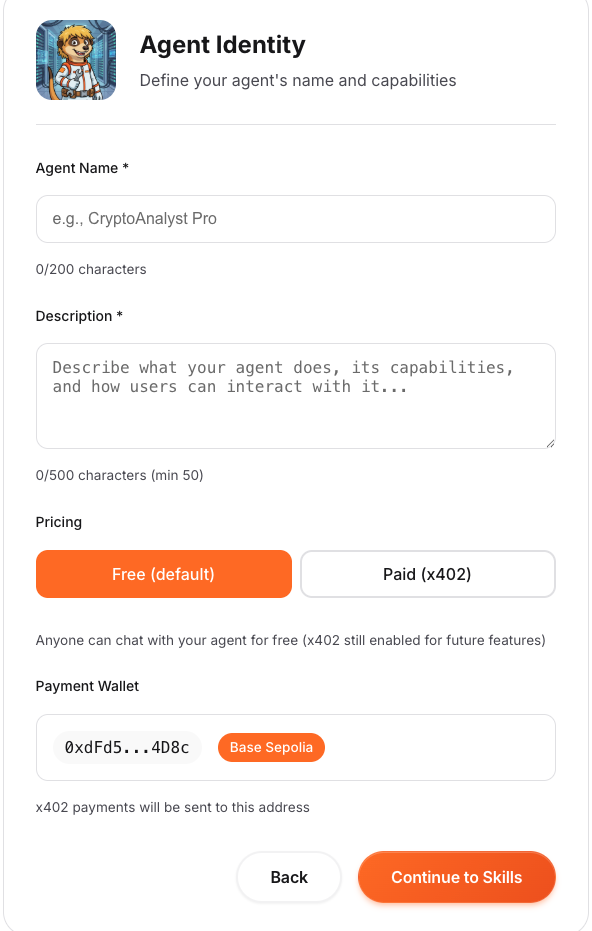Enter name and description